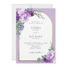 Elegant Lila Blommigt Foliage Guld Arch Bröllop