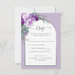 Elegant Lila Blommigt Foliage Silver Arch Bröllop OSA Kort