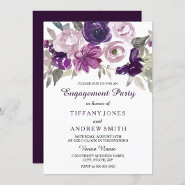 Elegant Lila Blommigt Förlovningsfest   Inbjudningar