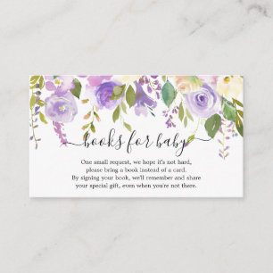 Elegant Lila Blommigt Girl Bokar for Baby Shower Tilläggskort