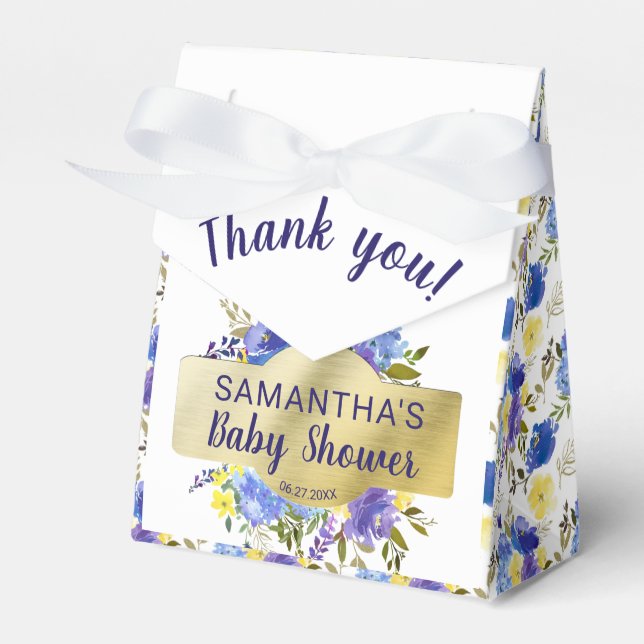 Elegant Lila Blommigt Guld Baby Shower för  Presentaskar (Framsidan Sidan)
