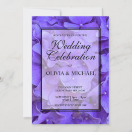 Elegant lila blommigt hydrangea Bröllop Inbjudningar
