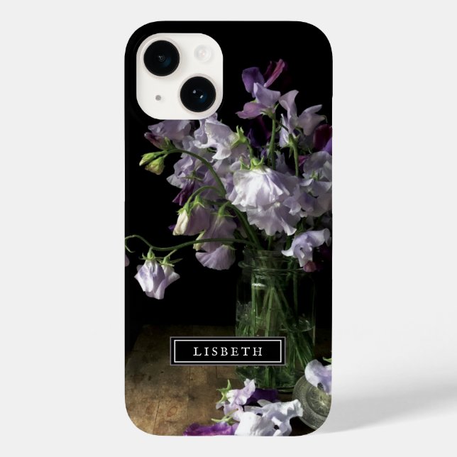 Elegant Lila Blommigt iphone case (Baksida)