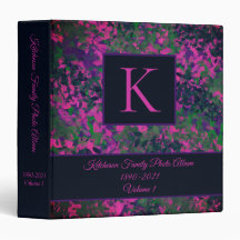 Elegant Lila Blommigt Leafy Monogram Family Photo