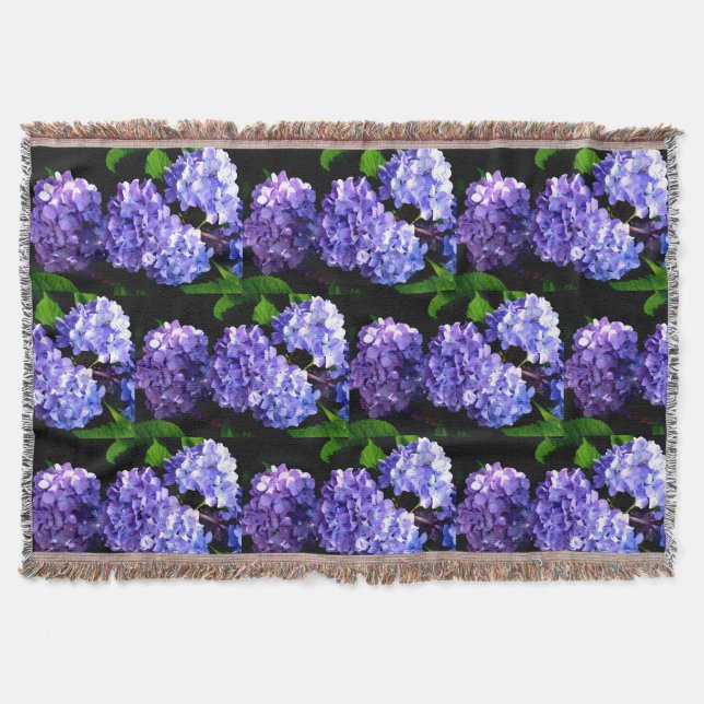 Elegant lila blommigt lila Blue hydrangeas Filt (Framsidan)