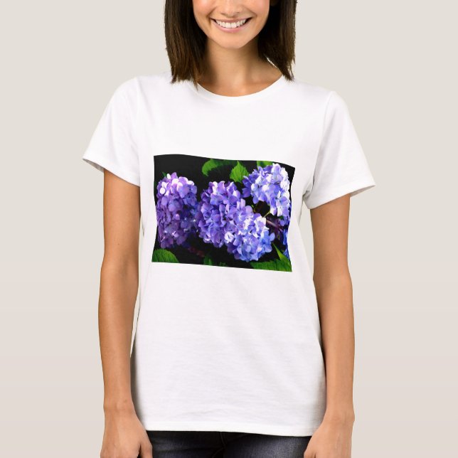 Elegant lila blommigt lila Blue hydrangeas Tee Shirt (Framsida)
