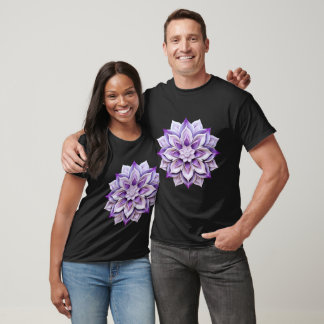 Elegant Lila Blommigt Mandala - Intricate Bloom T Shirt
