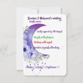 Elegant Lila Blommigt OSA Bröllop Card - Måne och  Kort