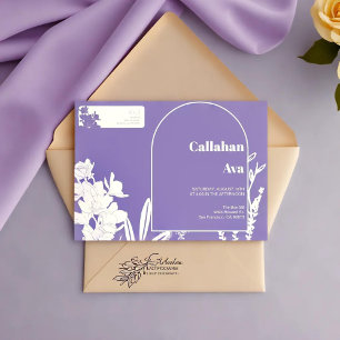 Elegant Lila Blommigt par Namn & Returadress Etikett