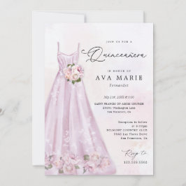 Elegant Lila Blommigt Quinceañera Birthday Inbjudningar