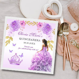 Elegant Lila Blommigt Quinceañera Birthday Pappersservett