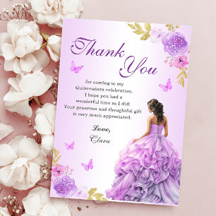 Elegant Lila Blommigt Quinceañera Birthday Tack Kort