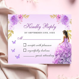 Elegant Lila Blommigt Quinceañera OSA Kort