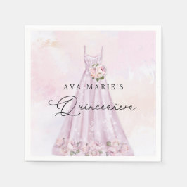 Elegant Lila Blommigt Quinceañera Party Napkins Pappersservett