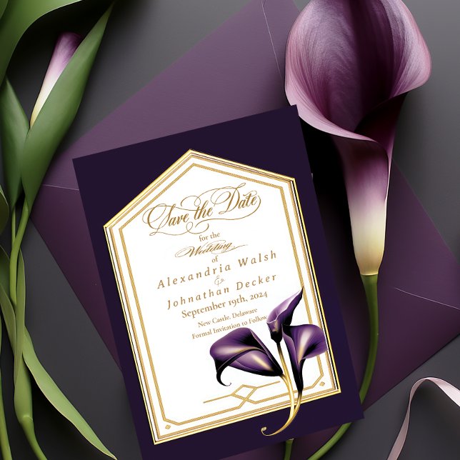 Elegant Lila Blommigt Script Bröllop spara datum OSA Kort (Elegant Script Save the Date enclosure card)