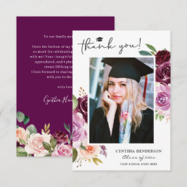 Elegant Lila  Blommigt Studenten Photo Tack Kort