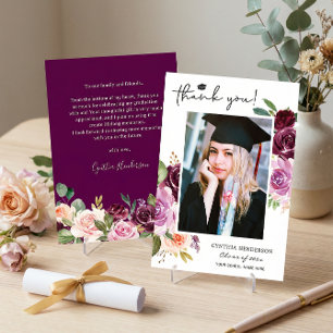 Elegant Lila Blommigt Studenten Photo Tack Kort