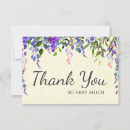 Elegant Lila Blommigt Tack Gult  Kort