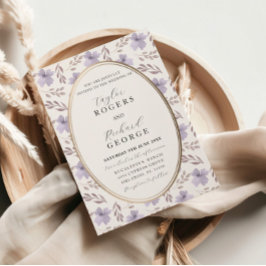 Elegant Lila Blommigt Vattenfärg Bröllop Inbjudningar