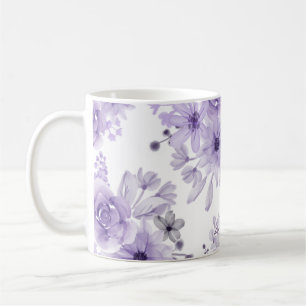Elegant Lila Blommigt Vattenfärg Kaffemugg