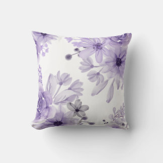 Elegant Lila Blommigt Vattenfärg Kudde