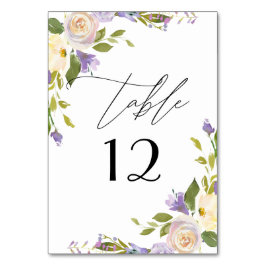 Elegant Lila Blommigtar Vattenfärgskalligrafi Bordsnummer
