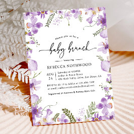 Elegant Lila Blommigts Girl Girl Baby Brunch Inbjudningar
