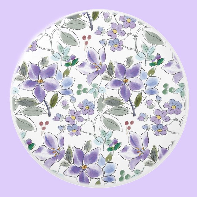 Elegant Lila Blommönster-låda Knopp (Skapare uppladdad)