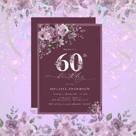Elegant Lila blommor 60:e Födelsedagsfesten Inbjudningar