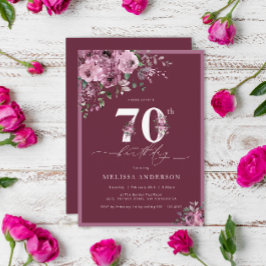 Elegant Lila blommor 70:e födelsedagen Inbjudningar