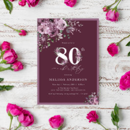 Elegant Lila blommor 80:e födelsedagen Inbjudningar
