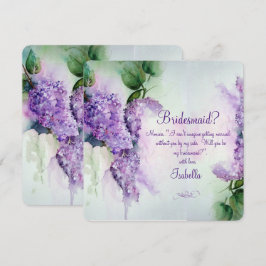 Elegant Lila Blommor Brudtärna Förfrågan Kort