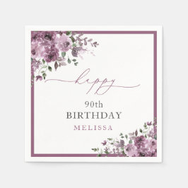 Elegant Lila blommor, Födelsedagsfest om åldern Pappersservett