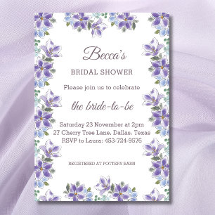 Elegant Lila blommor Lilac Blommigt Möhippa Inbjudningar