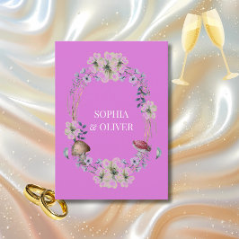 Elegant Lila Blommor och Svampfrö Bröllop Inbjudningar