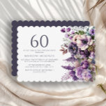 Elegant Lila blommor Vuxen 60:e födelsedagen Inbjudningar<br><div class="desc">Elegant lila blommor vuxens/kvinnors 60:e födelsedagsfest inbjudan. Inbjudan kan köpas med utskrift eller som en digital inbjudan till  med familj och vänner på social-media eller via e-post. Kontakta mig om du behöver hjälp med dina anpassningar eller om du vill be om ytterligare matchning eller samordning av Zazzle-produkter för party.</div>