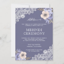 Elegant lila blomster spets islamisk muslimsk Mehn