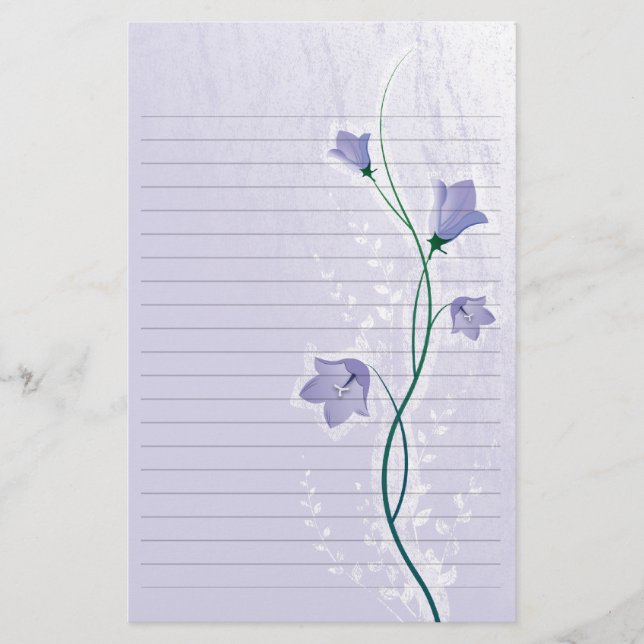 elegant lila blomsterbröllopslinjerat papper (Framsida)