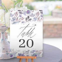 Elegant lila blomstergifts tabellnummer bordsnummer