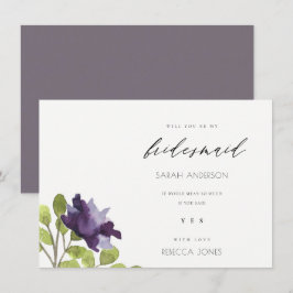 ELEGANT LILA BLUE BLOMMIGT WATERCOLOR BRIDESMAID INBJUDNINGAR