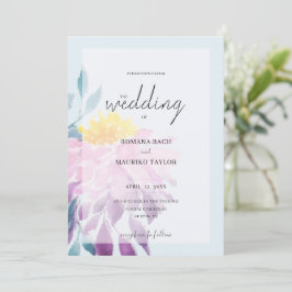 Elegant Lila Blue Rosa Dahlia Watercolor Art Inbjudningar