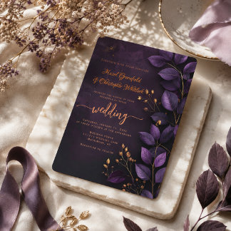 Elegant lila botanisk bröllopsinbjudan inbjudningar