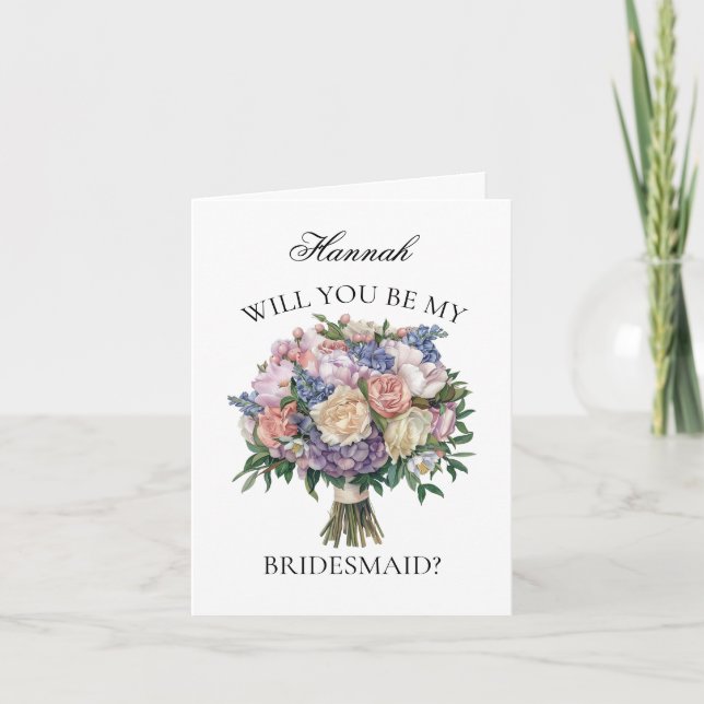 Elegant Lila Bouquet Bridesmaid Frieri Inbjudan (Framsida)