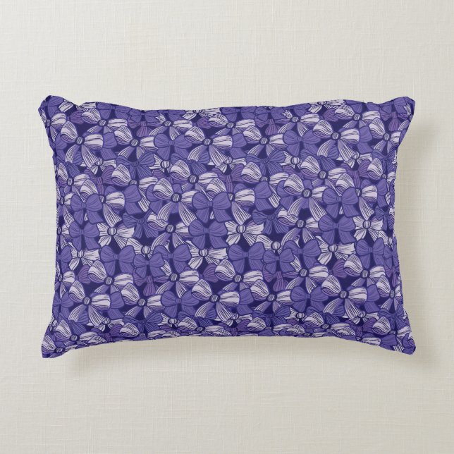 Elegant Lila Bow Mönster Prydnadskudde (Framsidan)