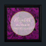 Elegant Lila Bridesmaid Frieri box Minnesask<br><div class="desc">Enkel,  modern,  elegant,  kalligrafi guld och lila Bridesmaid Frieri Box.</div>