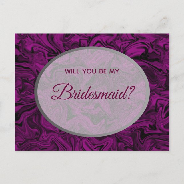 Elegant Lila Bridesmaid Frieri Vykort (Framsida)