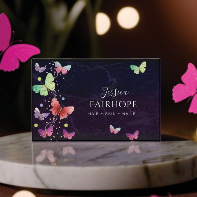 Elegant Lila Bright Butterflies Visitkort (Skapare uppladdad)