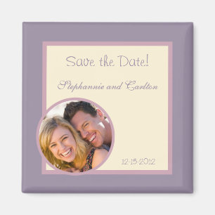 Elegant Lila Bröllop Announcement Magnet