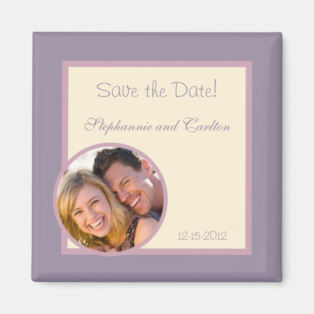 Elegant Lila Bröllop Announcement Magnet (Framsidan)