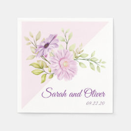 Elegant Lila Bröllop Blommigt Pappersservett
